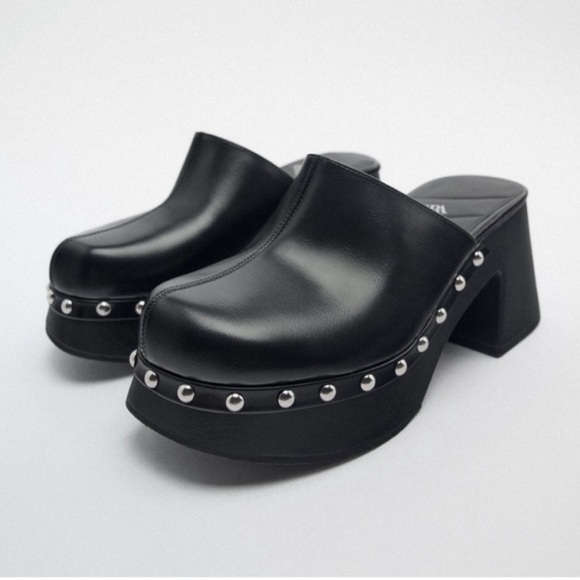 Zara Studded Platform Clogs - Picture 1 of 5